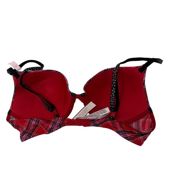 Victorias Secret Push Up Bra Womens Size 36B Red Pink Plaid NEW - Picture 4 of 6